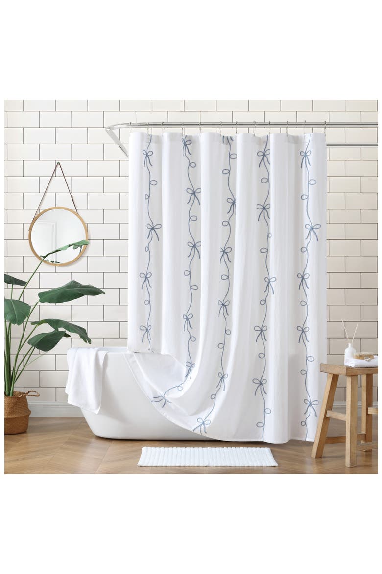 Sasha Bows Shower Curtain, Alternate, color, BLUE
