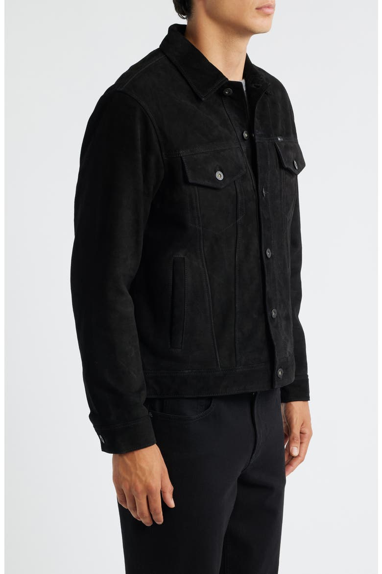Dart Suede Trucker Jacket, Alternate, color, SUPER BLACK