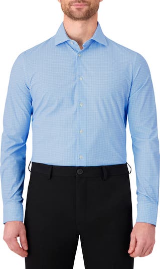 Victor Emmanuel Modern Fit Microcheck Tech Stretch Dress Shirt in Lavender at Nordstrom, Size 16 - R