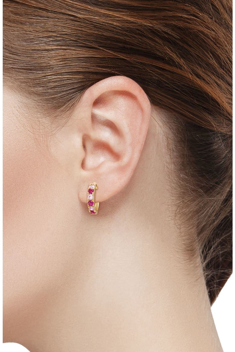 Kids' Cubic Zirconia Hoop Earrings, Alternate, color, DARK PINK