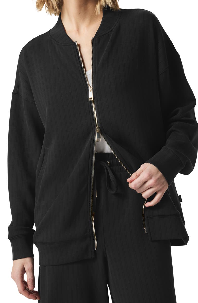 Splendid x @cellajaneblog Rib Scuba Knit Zip-Up Jacket, Alternate, color, 