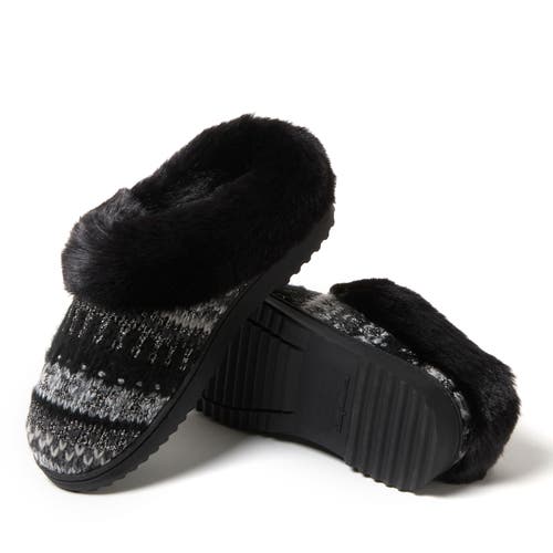 Dearfoams Hannah Festive Knit Womens Memory Foam Clog Slippers In Black