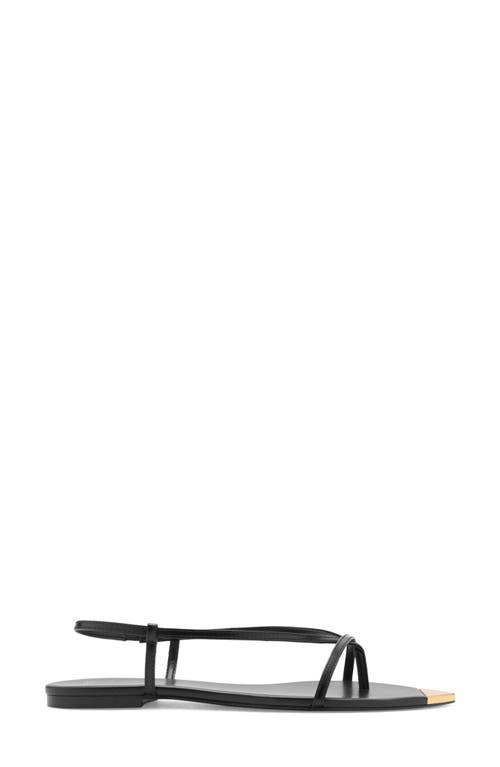 Mango Leather Sandals With Strap And Contrasting Toe Black In Black