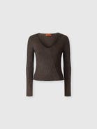 Missoni Ribbed Viscose Lamé V-neck Sweater
