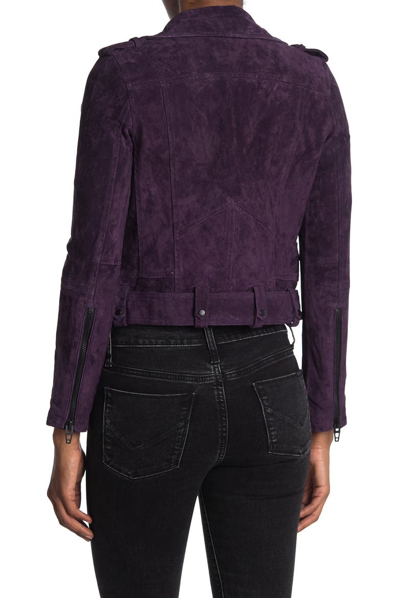 Morning Suede Moto Jacket, Alternate, color, PURPLE TWILIGHT
