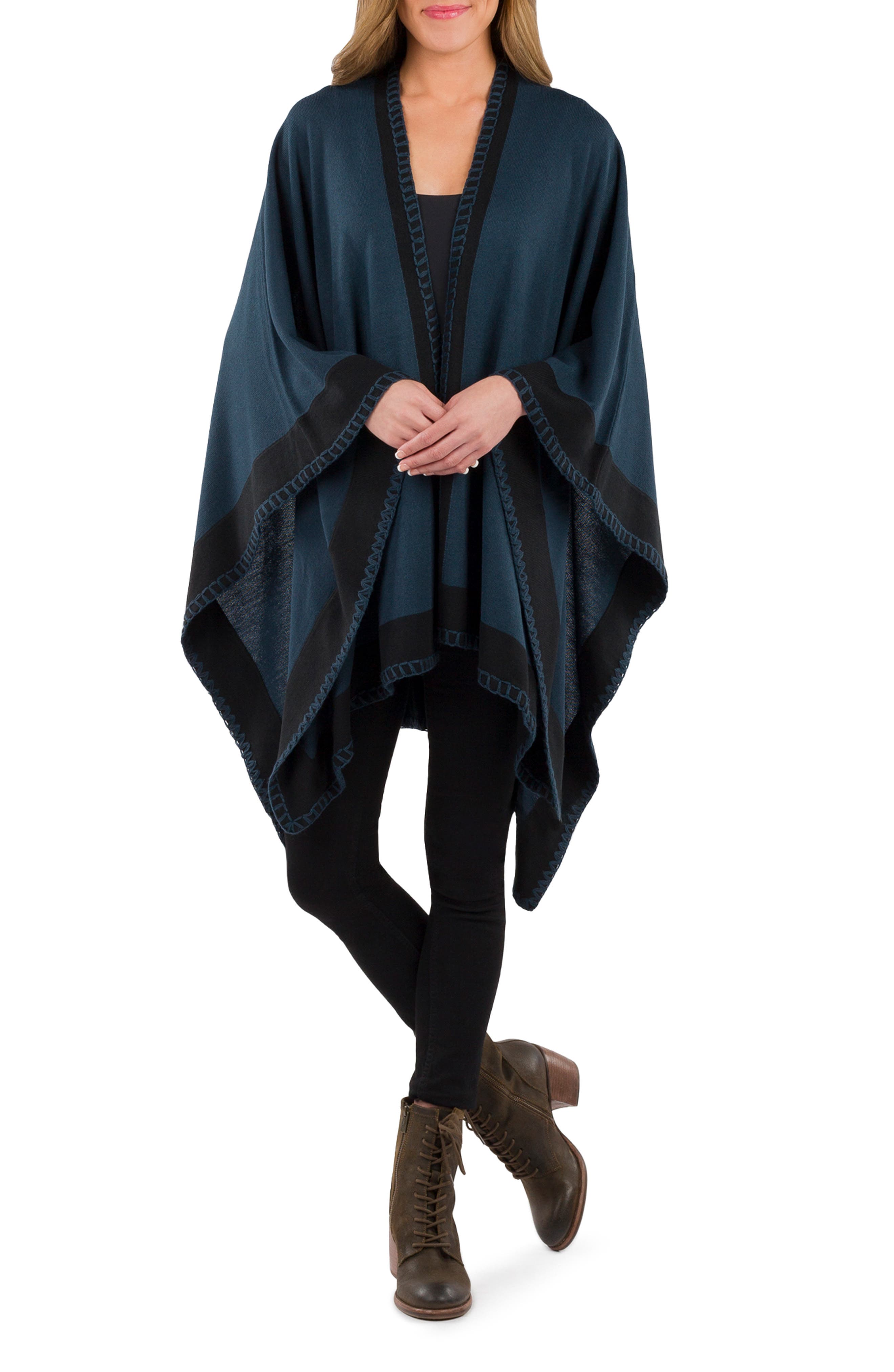 Patricia Nash Color Block Open Front Ruana