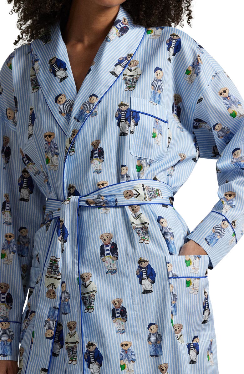 Polo Ralph Lauren Heritage Bear Print Cotton Robe, Alternate, color,
