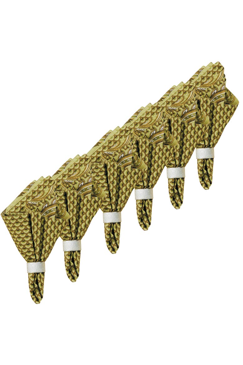 Modesto Cotton Reversible Napkin Set of 6, Alternate, color, Green