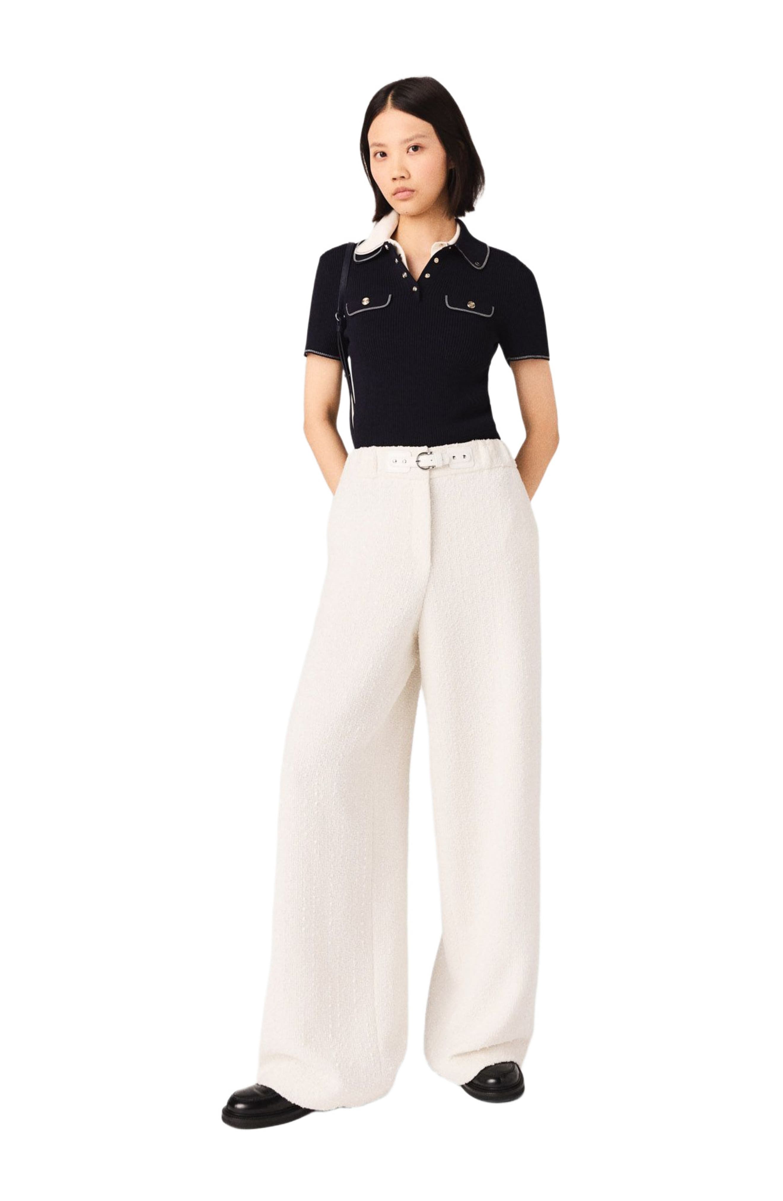 Wide-leg tweed trousers - image 2