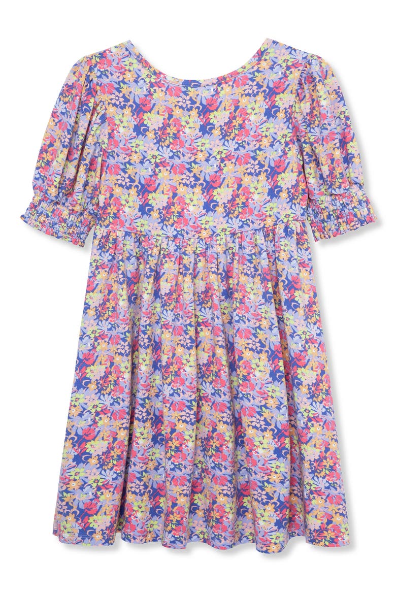 Kids' Floral Print Knit Dress, Alternate, color, PURPLE FLOWER PRINT
