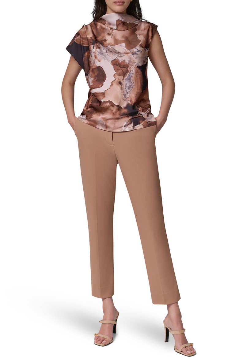 Printed High Neck Sleeveless Top, Alternate, color, CAMEL MULT