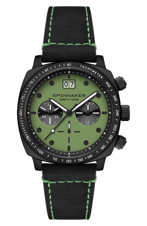 Hull Chronograph Leather Strap Watch, 42mm