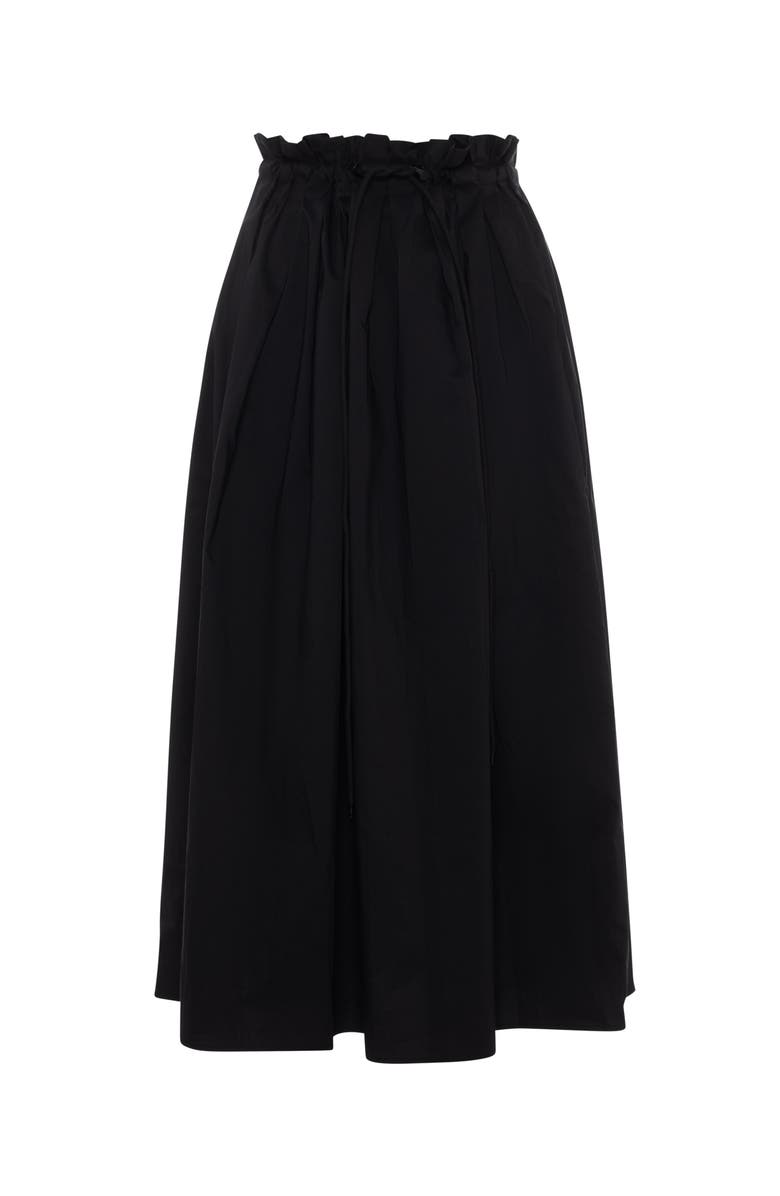 E.U.X. Exclusive Cotton Paper Bag Waist Elastic Midi Skirt, Main, color, Black