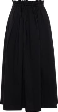 E.U.X. Exclusive Cotton Paper Bag Waist Elastic Midi Skirt