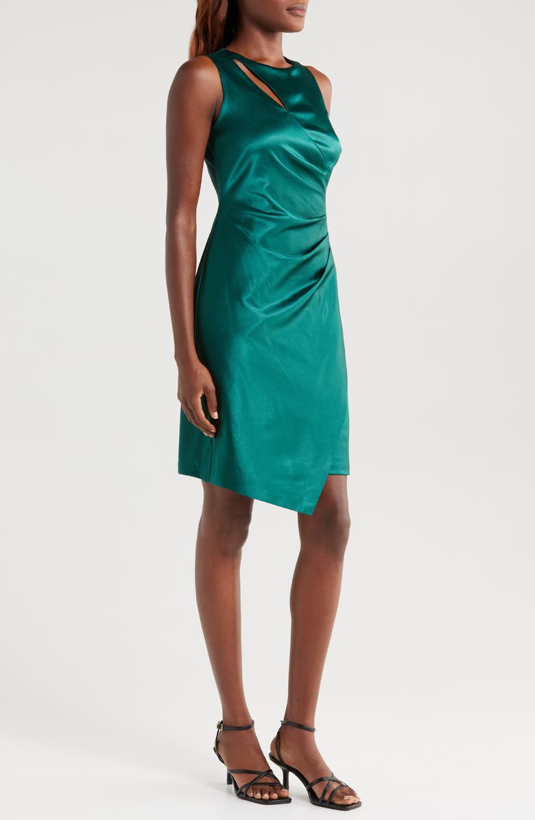 Vince Camuto Asymmetric Satin Sheath Dress, Alternate, color, 