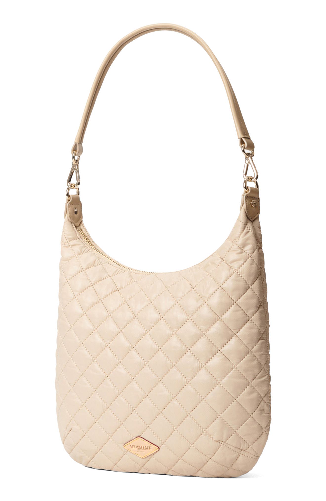 MZ Wallace Crosby Sienna Quilted Nylon Shoulder Bag, Alternate, color, Buff
