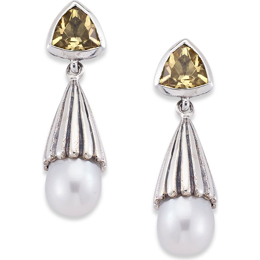 Samuel B. Citrine & Freshwater Pearl Drop Earrings In Multi