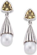 SAMUEL B. Citrine & Freshwater Pearl Drop Earrings