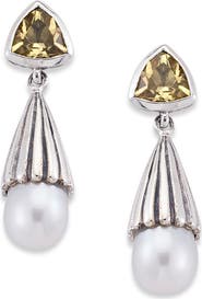 SAMUEL B. Citrine & Freshwater Pearl Drop Earrings