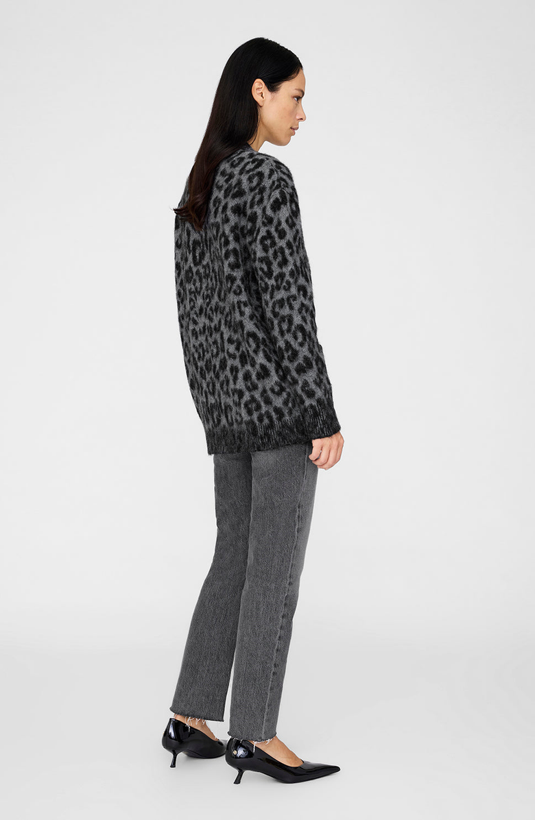 ANINE BING Banks Cardigan, Alternate, color, Grey Leopard