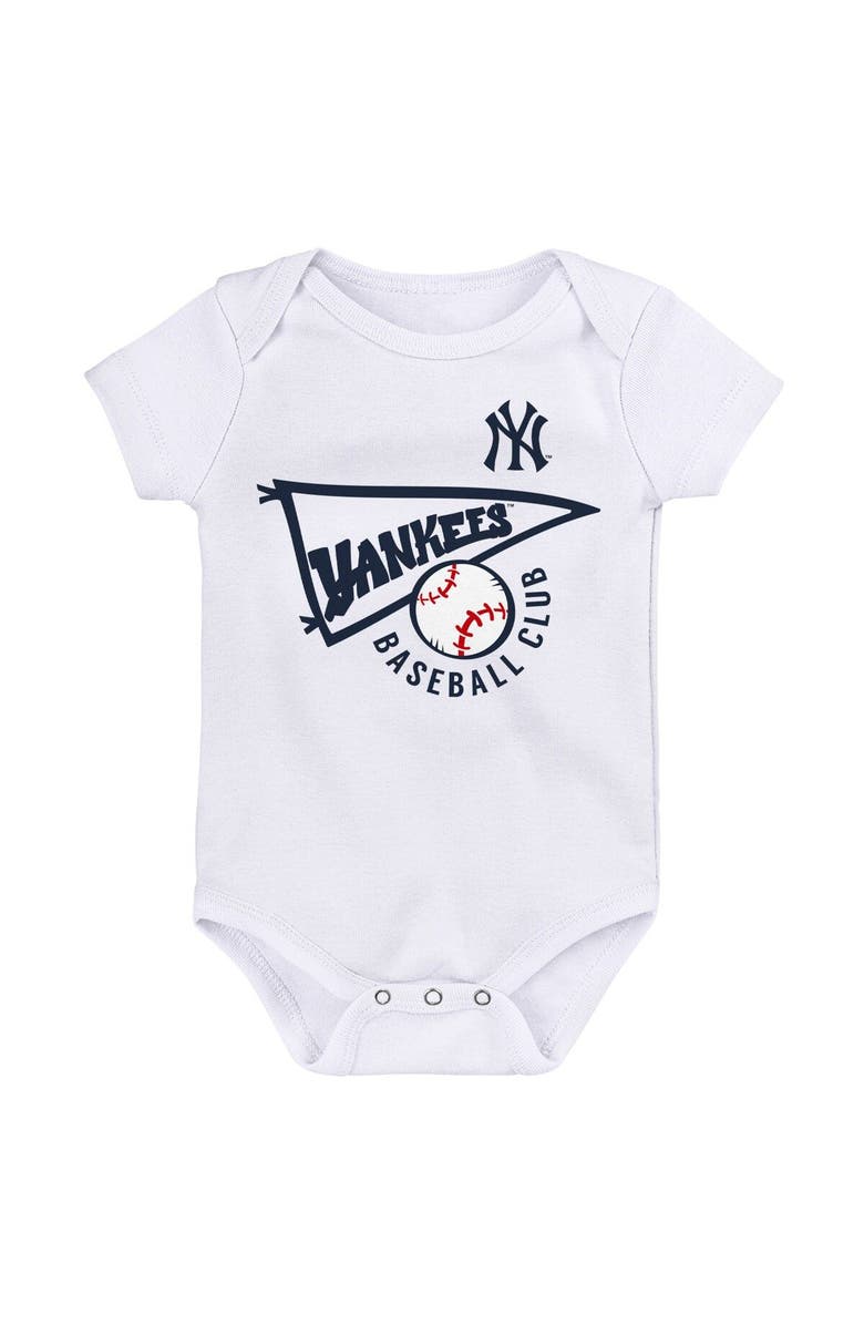 Outerstuff Infant Navy/White/Heather Gray New York Yankees Biggest Little Fan 3-Pack Bodysuit Set, Alternate, color, 
