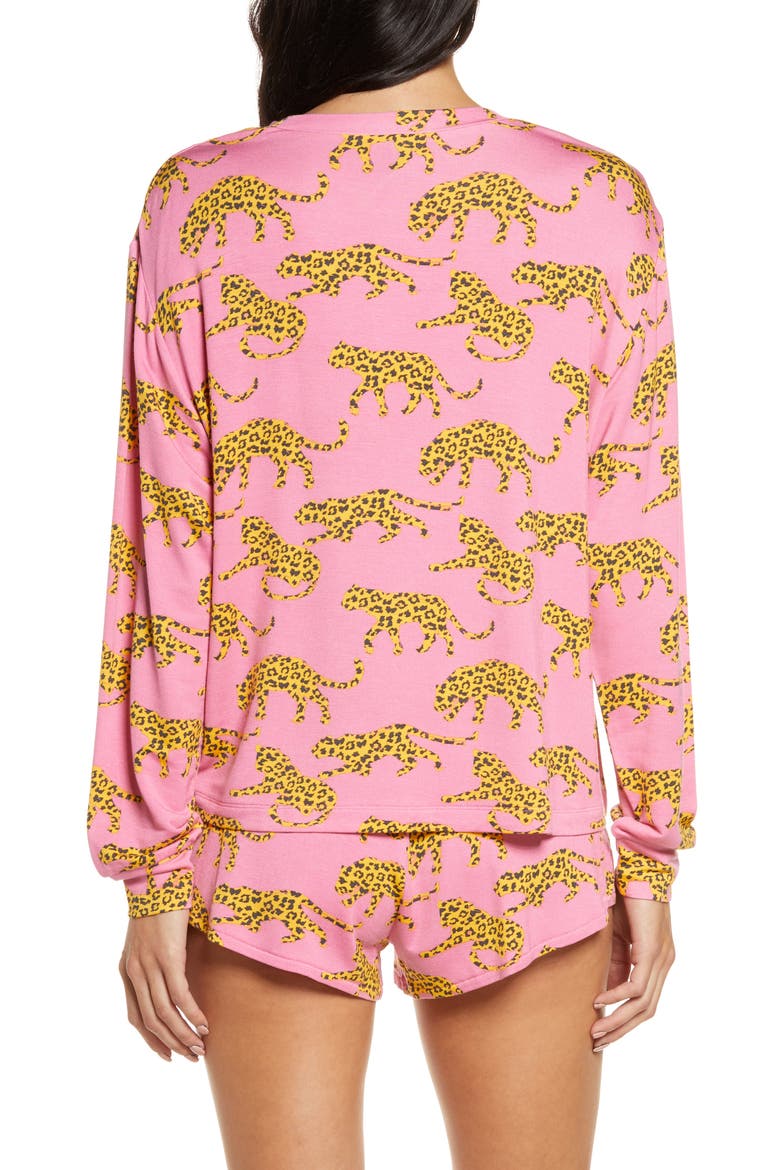 Play It Cool Short Pajamas, Alternate, color, BUBBLEGUM LEOPARD