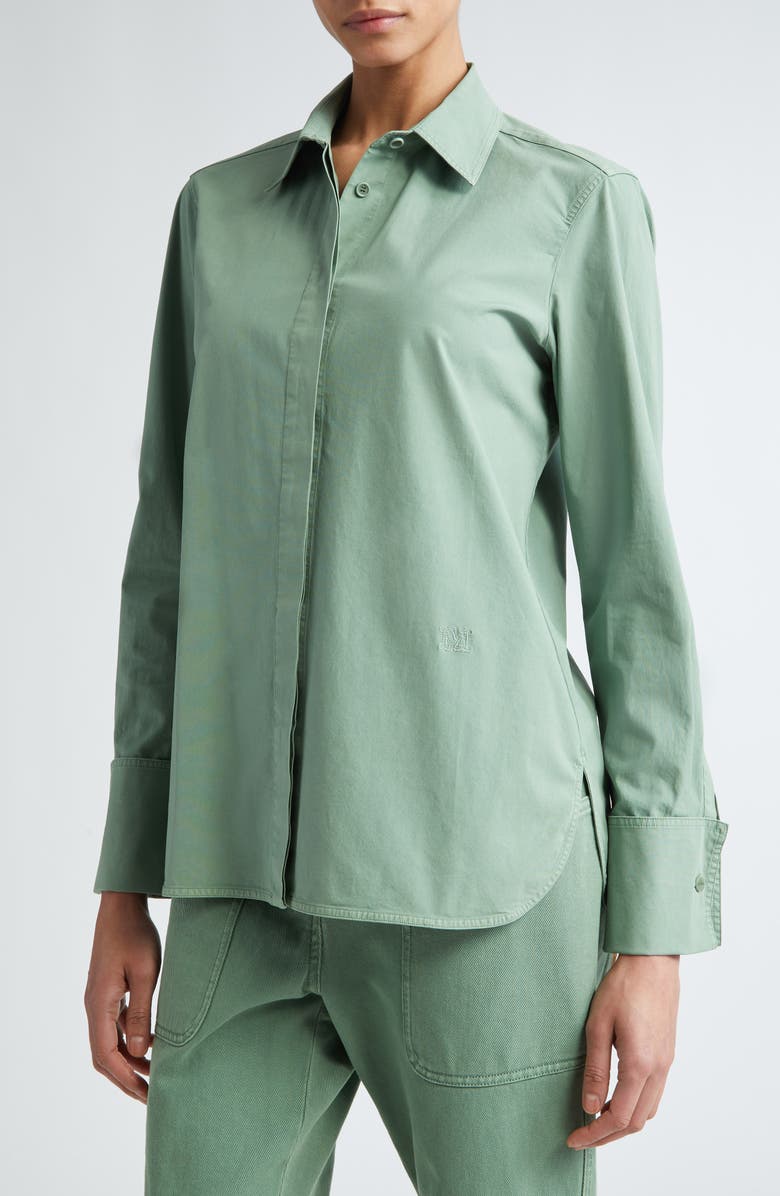 Max Mara Francia Stretch Cotton Button-Up Shirt, Alternate, color, 