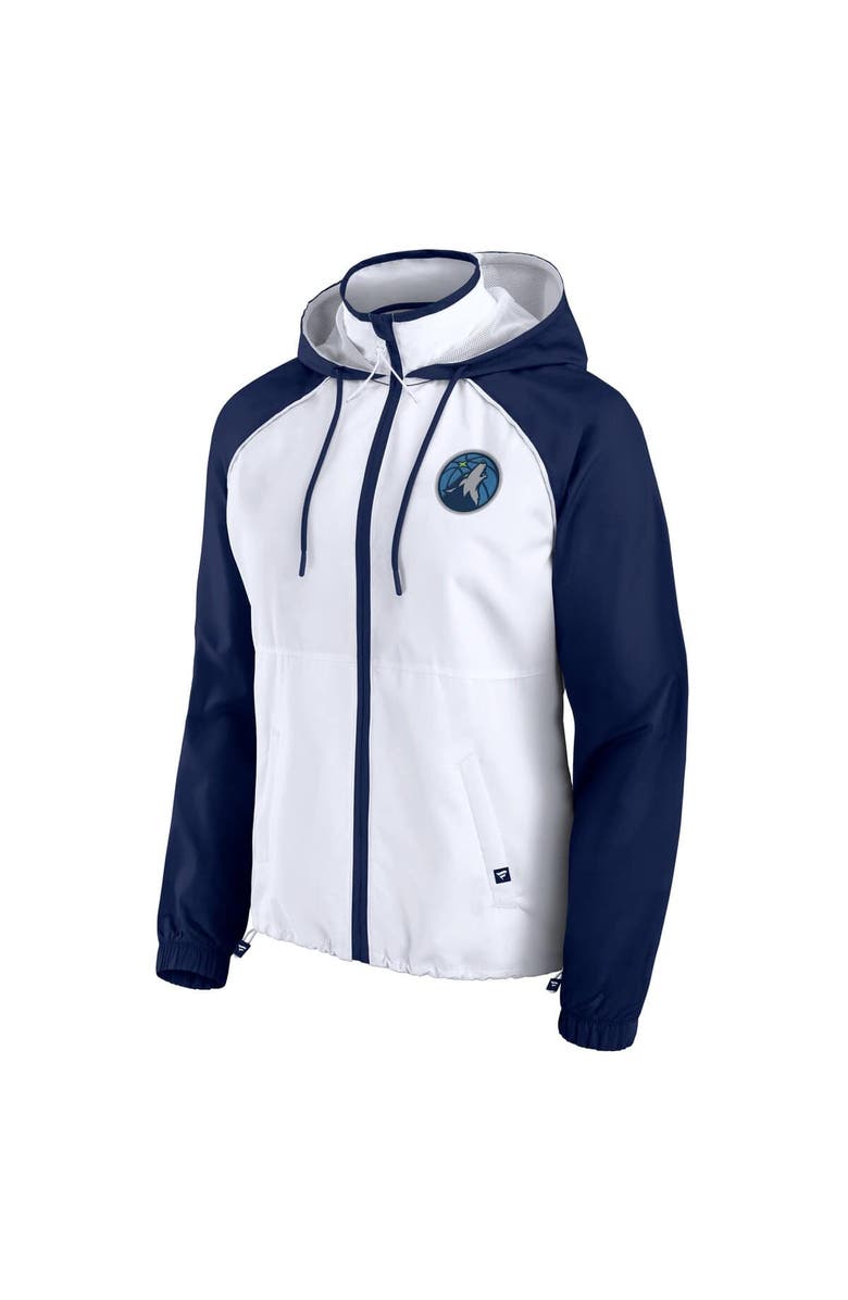 FANATICS Women's Fanatics White/Navy Minnesota Timberwolves Anorak Raglan Full-Zip Hoodie Jacket, Alternate, color, White
