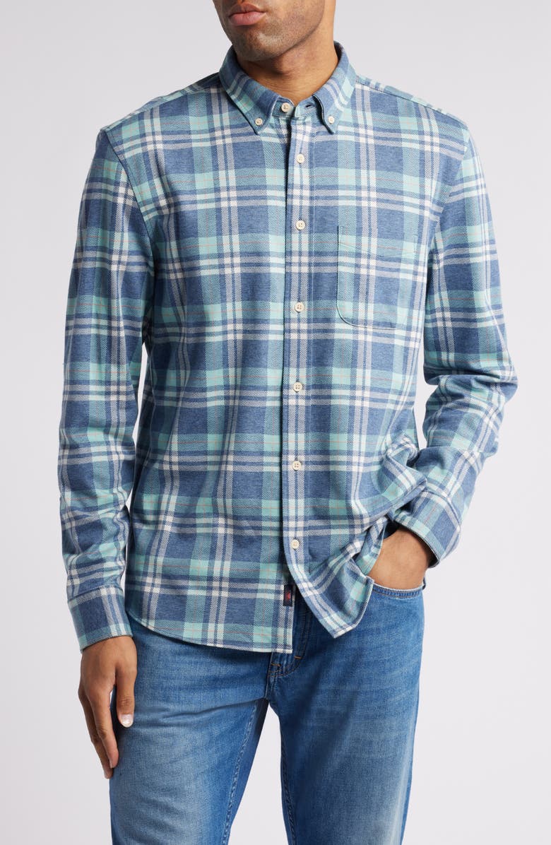 Faherty Coastline Knit Button-Down Shirt, Main, color, Holbrook Island Plaid