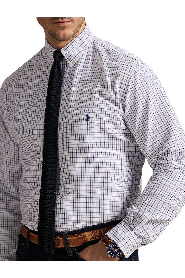 Big & Tall Performance Check Oxford Sport Shirt, Alternate, color, WHT AIX ND LVNDR