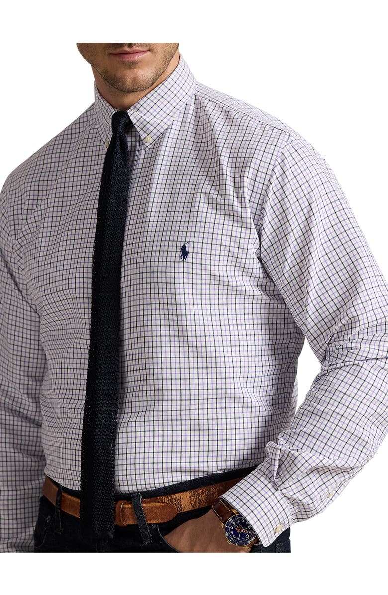 Polo Ralph Lauren Big & Tall Performance Check Oxford Sport Shirt, Alternate, color, Wht Aix Nd Lvndr