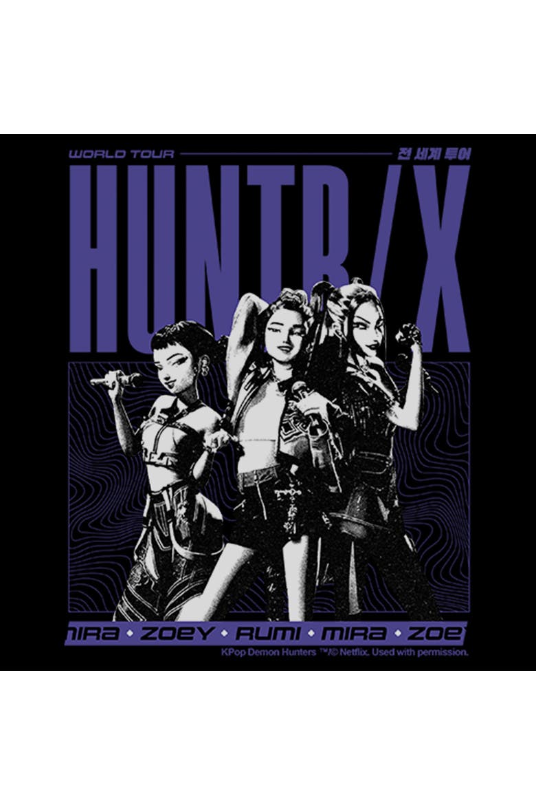 Girl's KPop Demon Hunters Huntrix World Tour Poster  Graphic T-Shirt, Alternate, color, Black