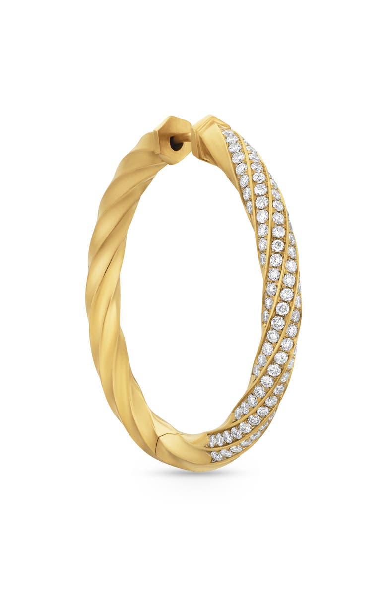 David Yurman Cable Edge Hoop Earrings in Recycled 18K Yellow Gold with Pavé Diamonds, Alternate, color, 18K Gold Recycled
