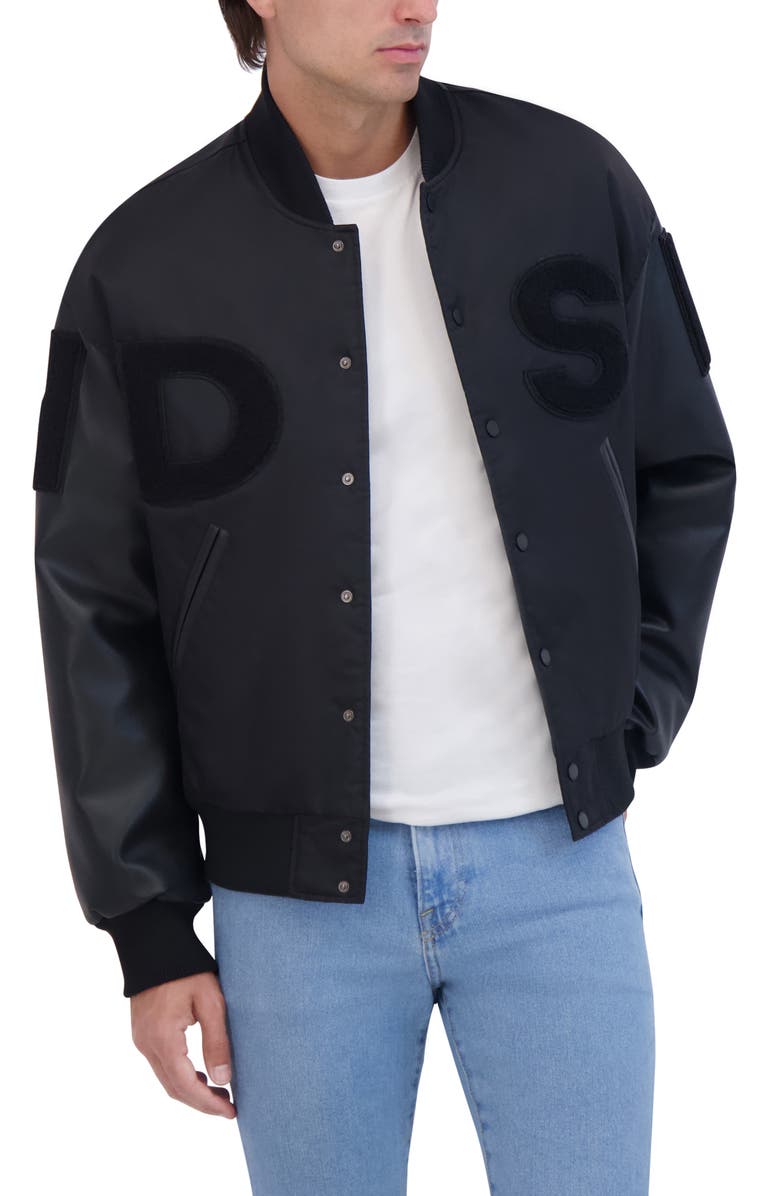 Hudson Jeans Logo Varsity Jacket, Alternate, color, 