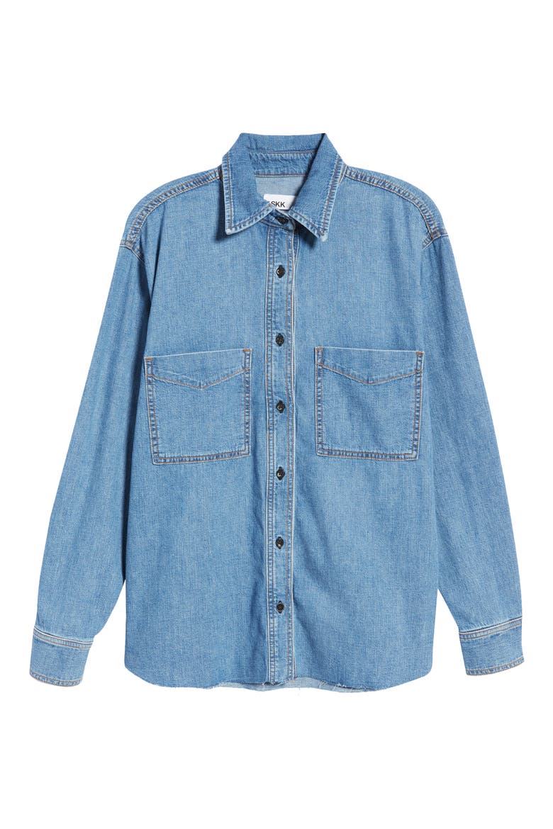Oversize Denim Button-Up Shirt, Alternate, color, VINTAGE