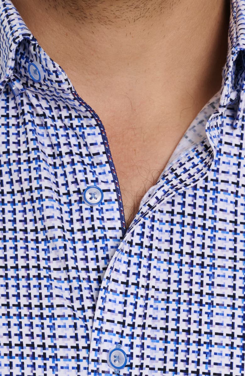 Robert Graham Rizzo Geometric Print Knit Button-Up Shirt, Alternate, color,