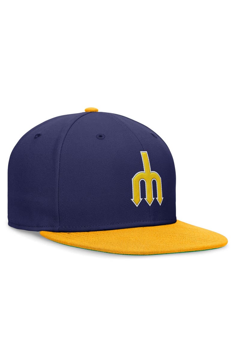 Nike Men's Nike Royal/Gold Seattle Mariners Rewind Cooperstown True Performance Fitted Hat, Alternate, color, 