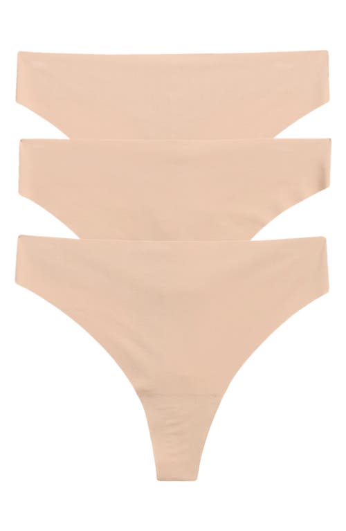 Nordstrom Invisible Edge Assorted 3-pack Thongs In Tan Warm