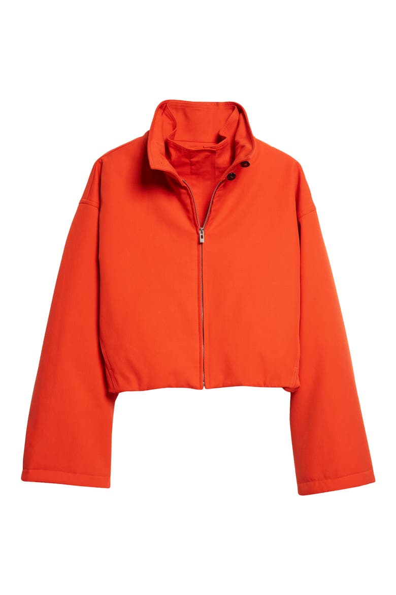 Layered Cotton Gabardine Bomber Jacket with Inset Bib, Main, color, ORANGE SANGUINE