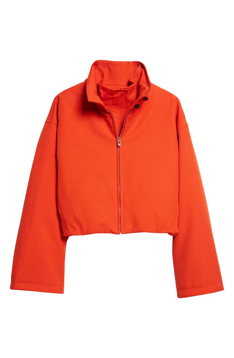 Alaïa Layered Cotton Gabardine Bomber Jacket with Inset Bib, Main, color, Orange Sanguine