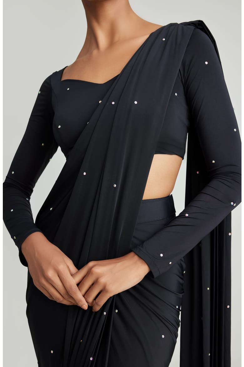 Five Second Beaded Saree, Alternate, color, BLACK