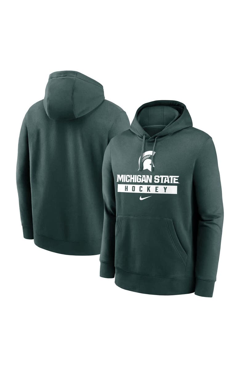 Nike Men's Nike Green Michigan State Spartans Hockey Stack Fleece Pullover Hoodie, Main, color, 