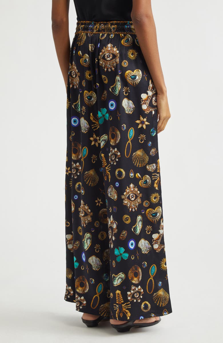 Camilla Amulets & Alchemy Print Wide Leg Silk Satin Pants, Alternate, color, Amulets And Alchemy