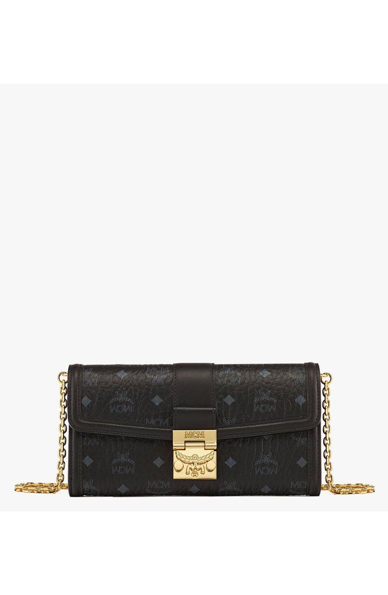 MCM Tracy Chain Wallet in Visetos, Main, color, Black