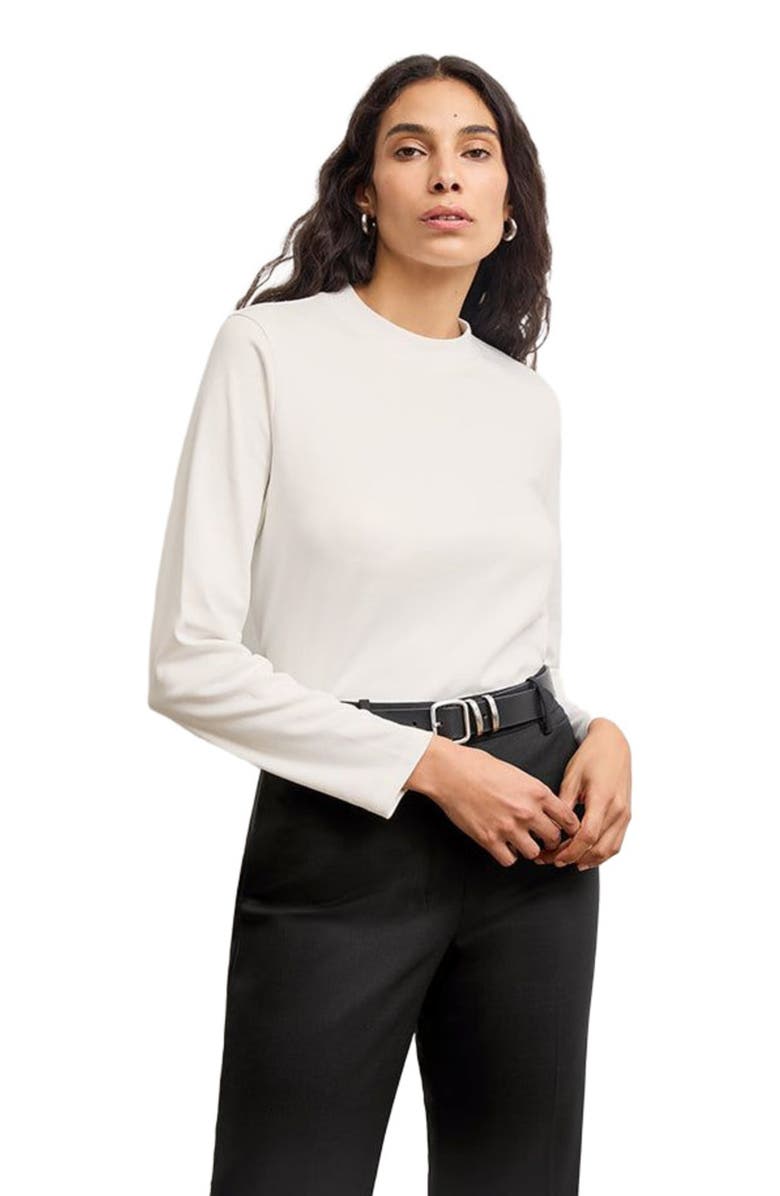 M.M.LaFleur Raquel Long-Sleeve Tee - Organic Pima Cotton, Alternate, color, White