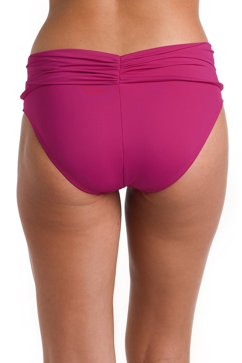 Shirred Band Hipster Bikini Bottoms, Alternate, color, MAGENTA