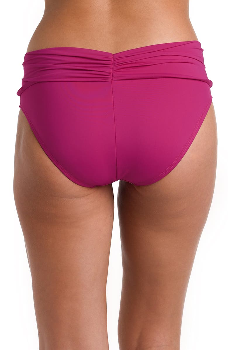 La Blanca Shirred Band Hipster Bikini Bottoms, Alternate, color, Magenta