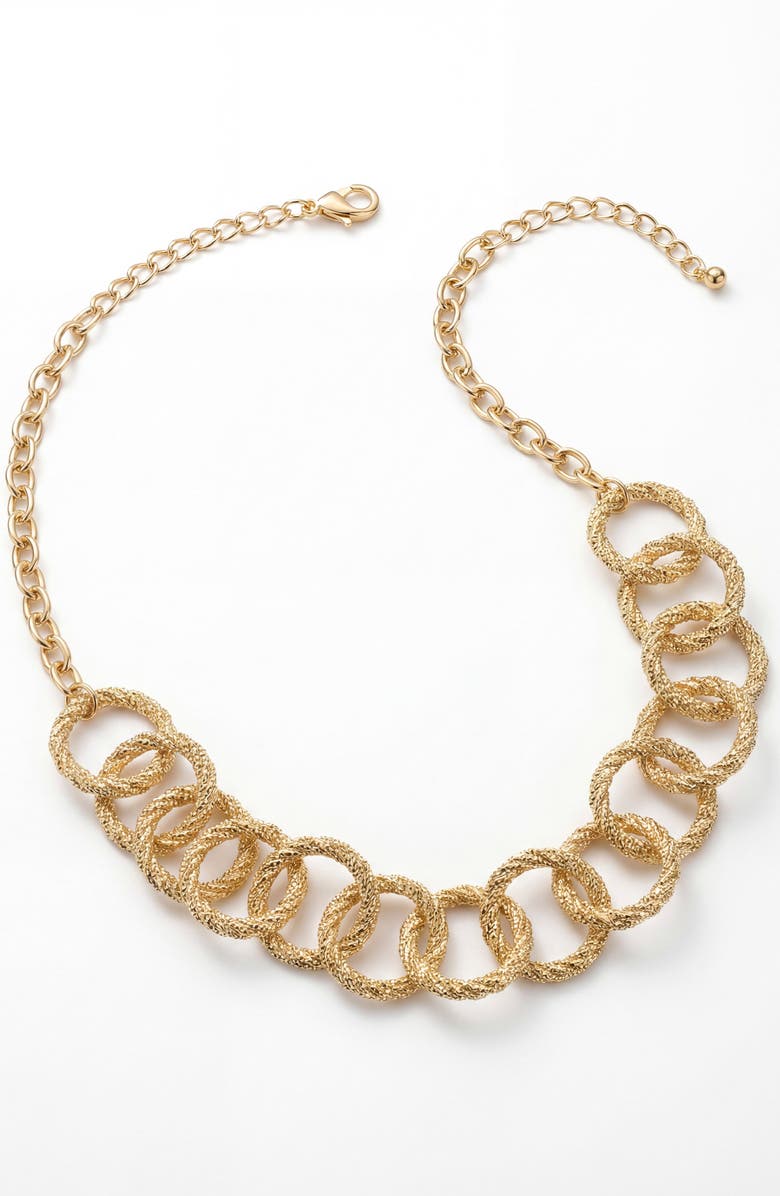 AREA STARS Circular Links Textured Necklace, Alternate, color, Geometric, Gold