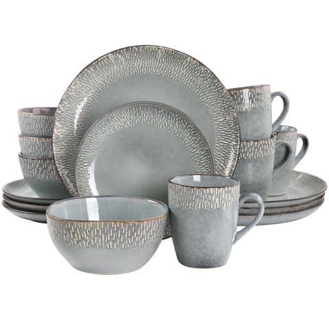 16 Piece Reactive Glaze Stoneware Dinnerware Set