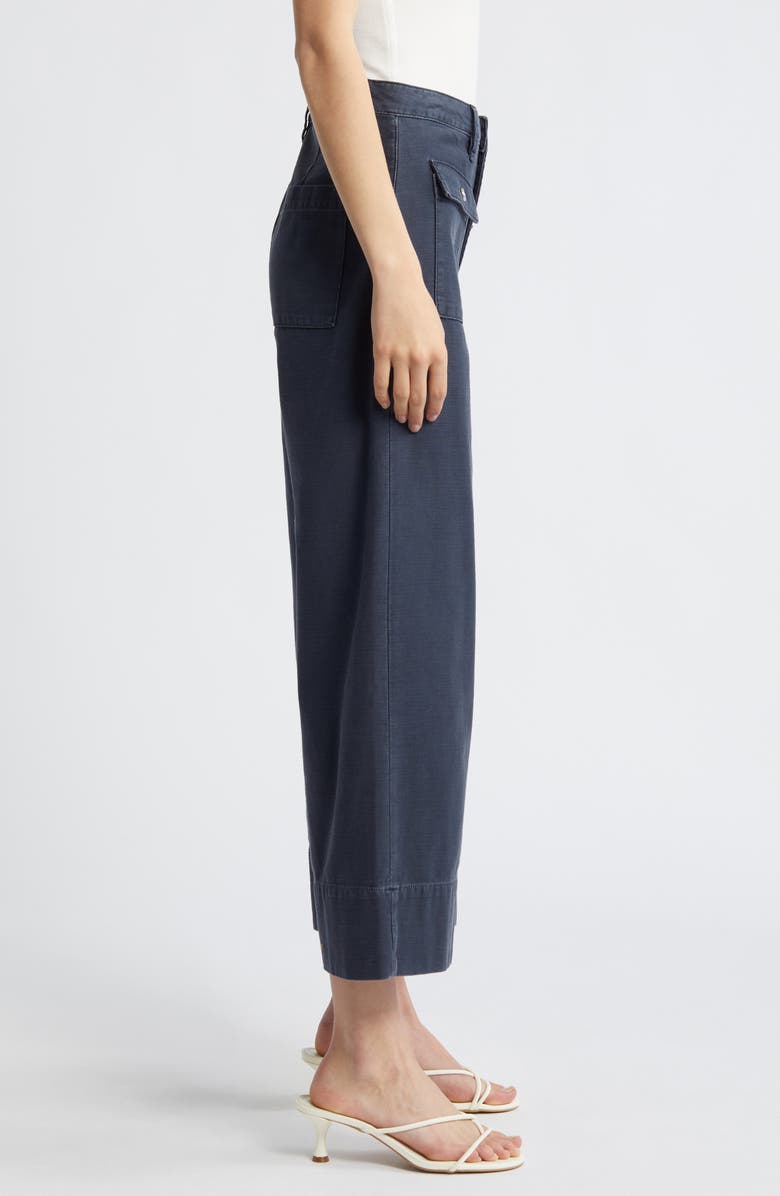 FRAME The '70s Patch Pocket Ankle Wide Leg Twill Pants, Alternate, color, Washed Navy